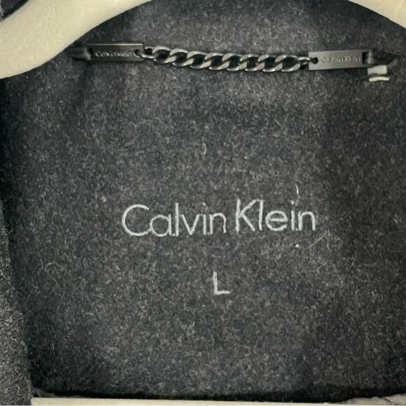 Calvin Klein Men’s Double Breasted Wool Peacoat Size LARGE Charcoal Grey - Picture 3 of 12